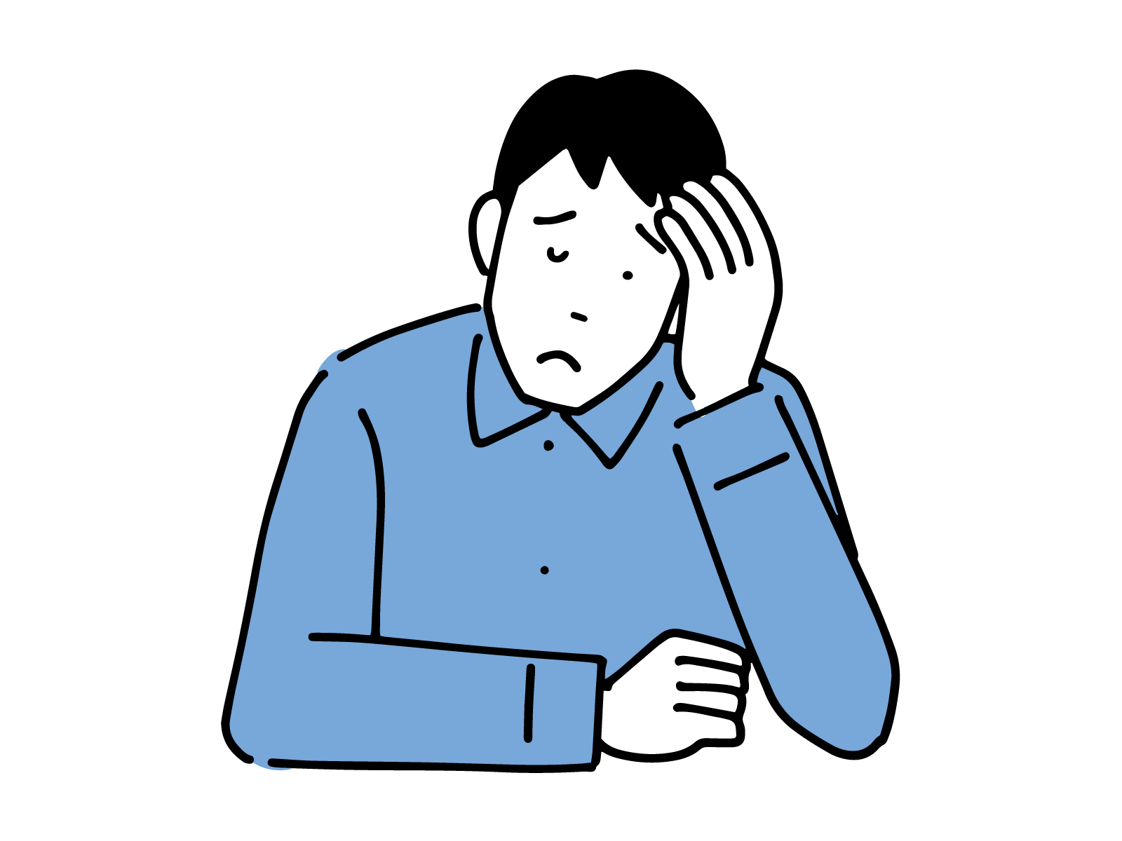 日中の眠気に悩む男性のイラスト