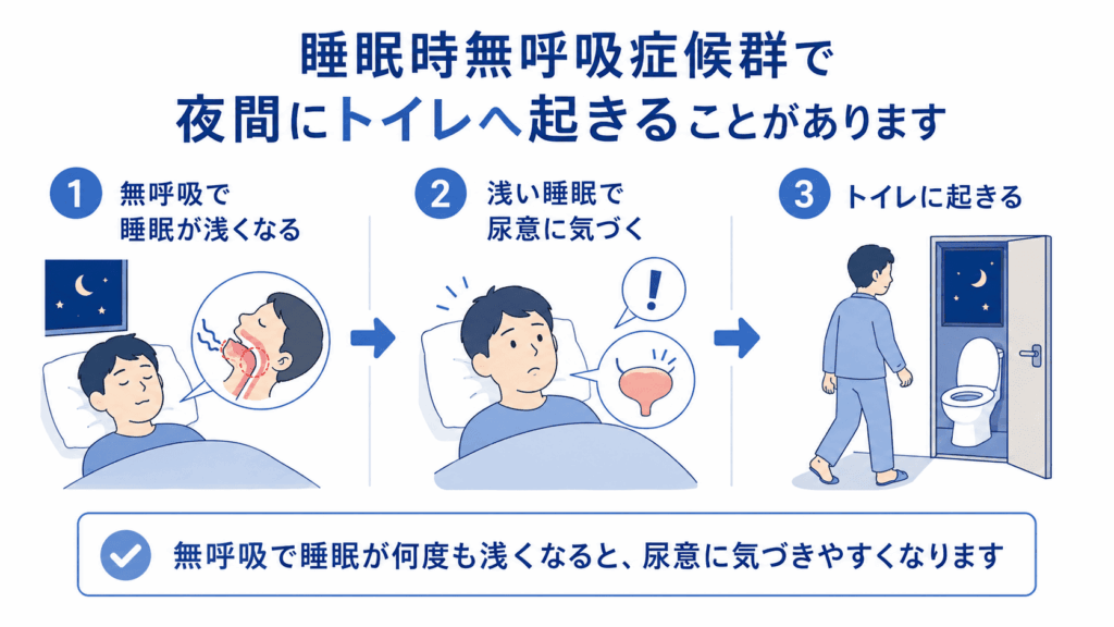 睡眠時無呼吸症候群によって夜間にトイレへ起きる