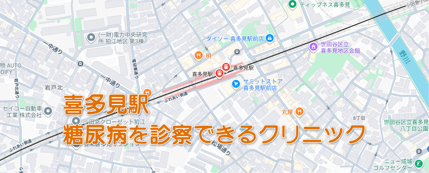 喜多見駅周辺（小田急線）の糖尿病内科クリニック