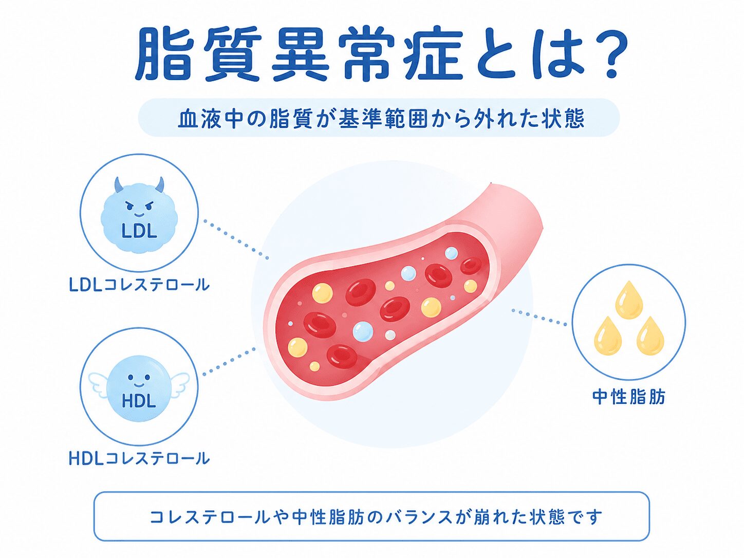 調布市・つつじヶ丘で脂質異常症を相談したい方へ|コレステロールが高いと言われたら 1 脂質異常症とはどういう状態?