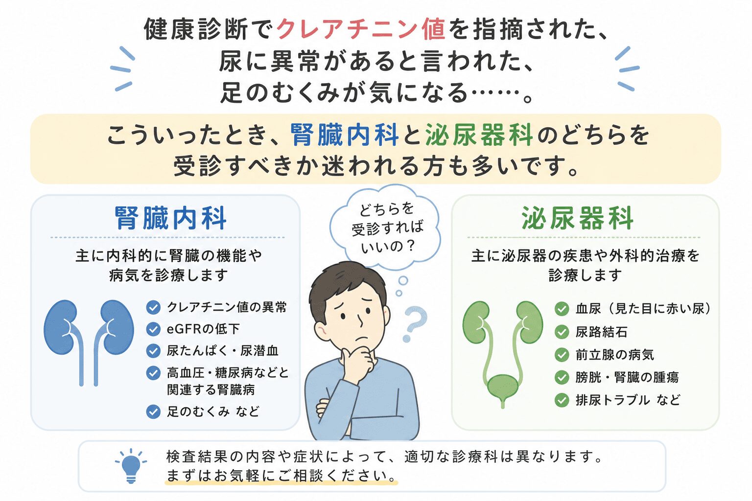 つつじヶ丘駅前内科クリニック 8 腎臓内科と泌尿器科どちらを受診すべき?(調布市腎臓内科医が解説)